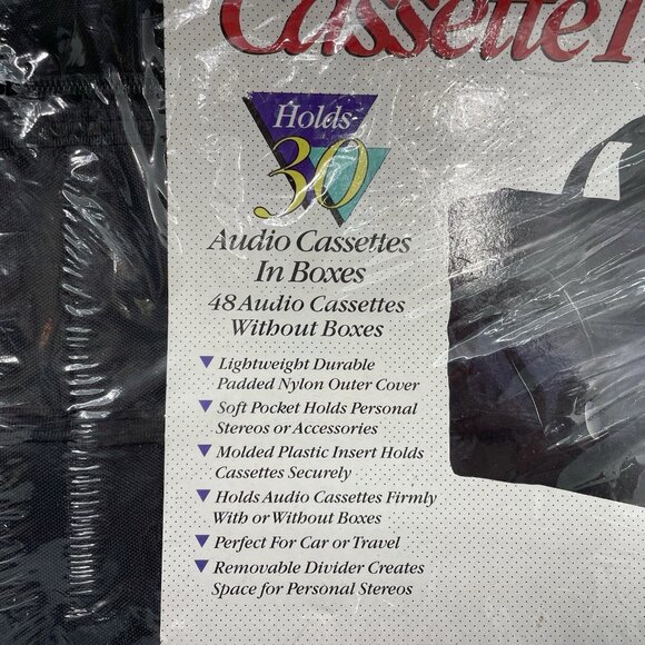 Vintage Sentry Travel Cassette Tape Carrying Storage Case Tote Soft Shell Black - Picture 3 of 5